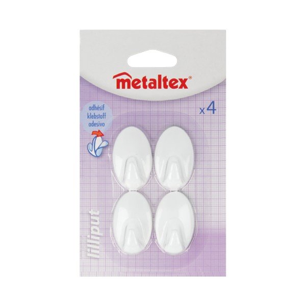 4 baltų plastikinių lipnių kabliukų rinkinys Metaltex Greg-image-2