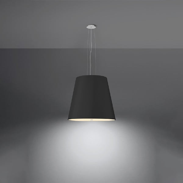 Juodas pakabinamas šviestuvas su stikliniu gaubtu ø 50 cm Tresco - Sollux-image-1