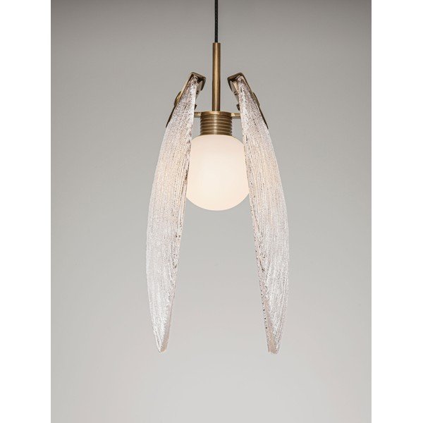 Žalvario spalvos iš plieno kabantis šviestuvas LED su stiklo gaubtu Shelina – Nova Luce-image-3