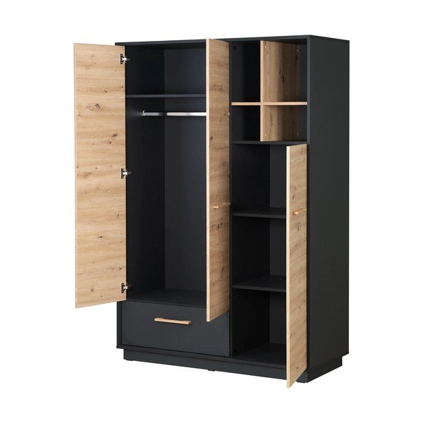 Vaikiška spinta antracito spalvos/natūralios spalvos iš ąžuolo 132x195 cm Lenn – Roba-image-4