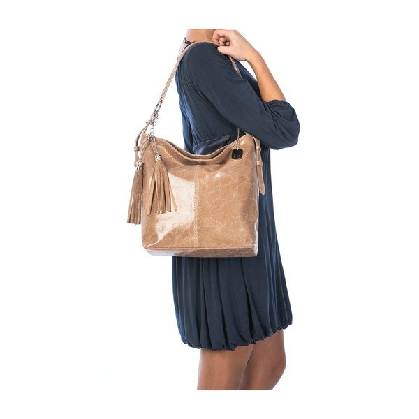 Rankinė "Hobo Taupe Leather Handbag-image-4