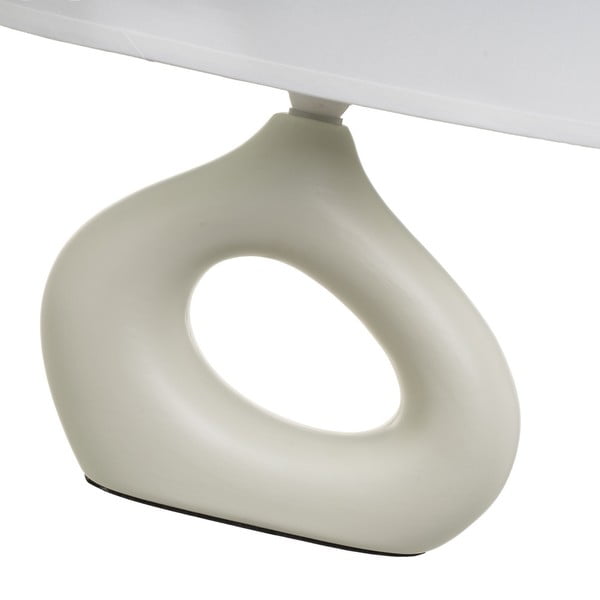 Iš keramikos stalinis šviestuvas baltos spalvos/smėlio spalvos (aukštis 30 cm) su tekstiliniu gaubtu – Casa Selección-image-3