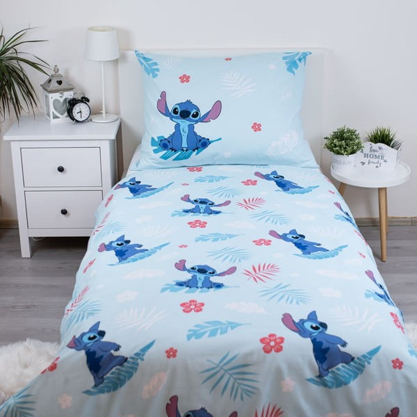 Mėlynos spalvos iš medvilnės viengulė vaikiška patalynė 140x200 cm Lilo and Stitch "Blue"  – Jerry Fabrics-image-2
