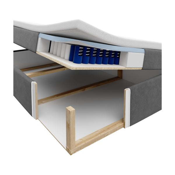 Smėlio spalvos aksominė dvigulė lova Mazzini Beds Mimicry, 180 x 200 cm-image-2