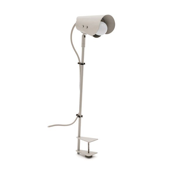 Šviesiai pilkos spalvos iš metalo stalinis šviestuvas su segtuku (aukštis 51 cm) Jula – Kave Home