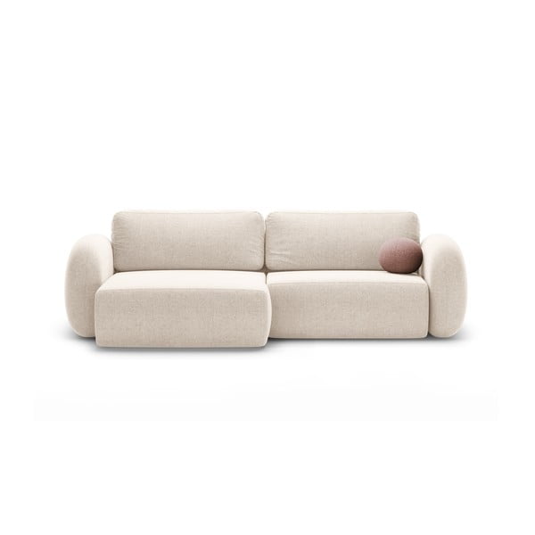 Kreminės spalvos iš šenilinio audinio sulankstoma/su sandėliavimo vieta kampinė sofa Tonale – Cosmopolitan Design