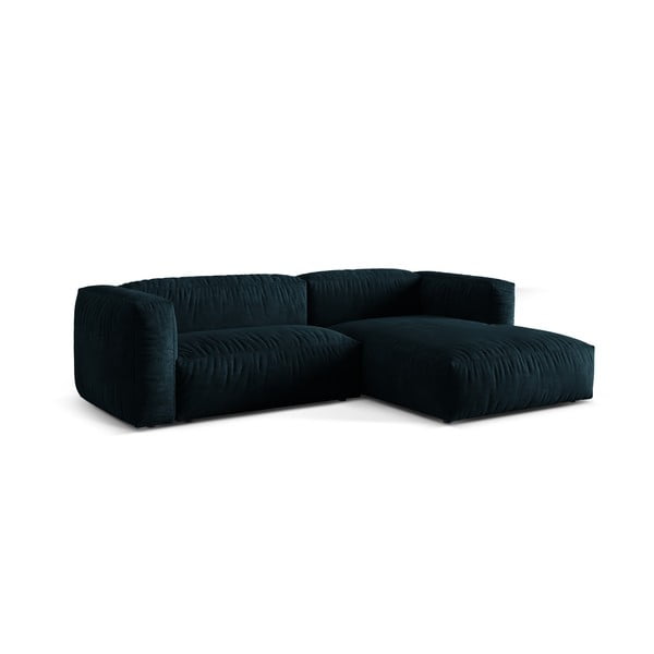 Tamsiai mėlynos spalvos iš velveto modulinė kampinė sofa (su dešiniuoju kampu/su gultu) Martina – Micadoni -image-3