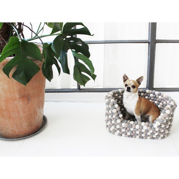 Šviesiai pilkos ir baltos spalvos rutulinis vilnos gultas Wooldot Ball Pet Basket, 40 x 30 cm-image-2