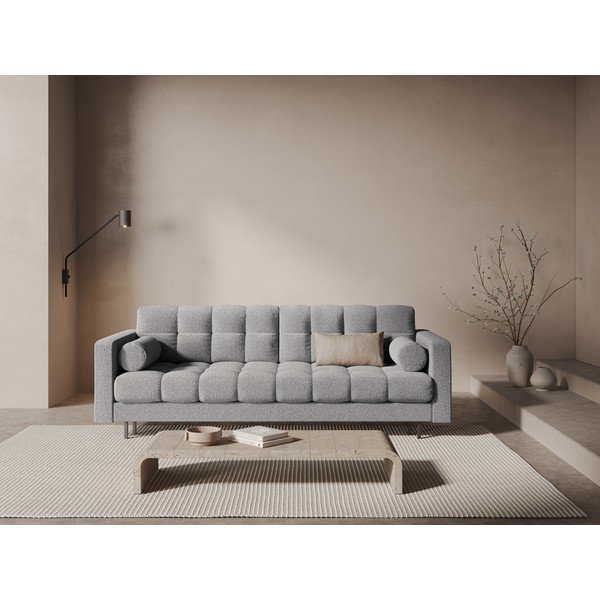 Šviesiai pilkos spalvos iš boucle sulankstoma/su sandėliavimo vieta sofa 222 cm Bali – Cosmopolitan Design-image-1