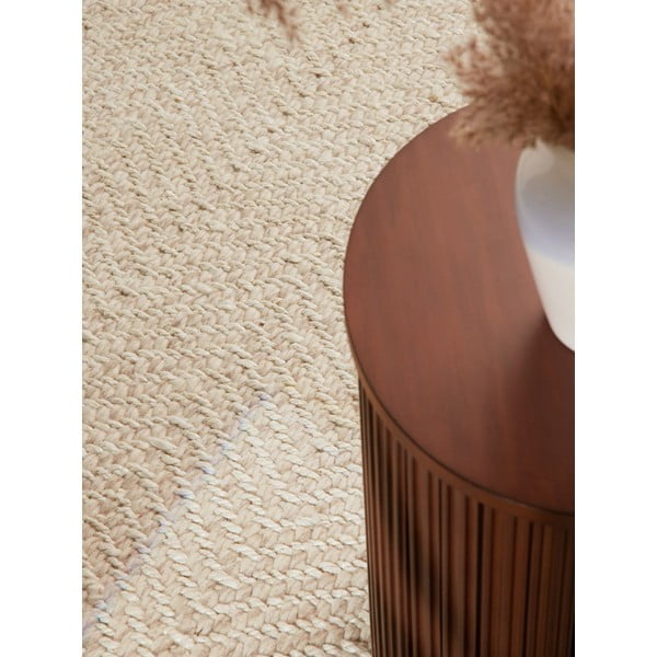 Rankų darbo kreminės spalvos/dramblio kaulo spalvos iš vilnos mišinio kilimas 80x150 cm Majoli – Elle Decoration-image-3