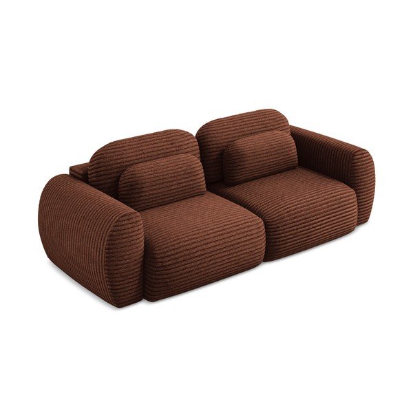 Terakotos spalvos iš kordinio velveto sulankstoma/su sandėliavimo vieta sofa 266 cm Kini – Makamii-image-4