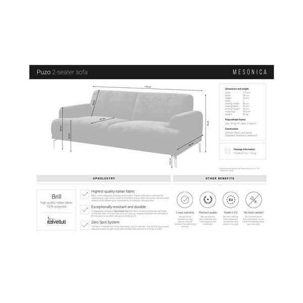 Tamsiai pilka sofa MESONICA Puzo, 170 cm-image-4