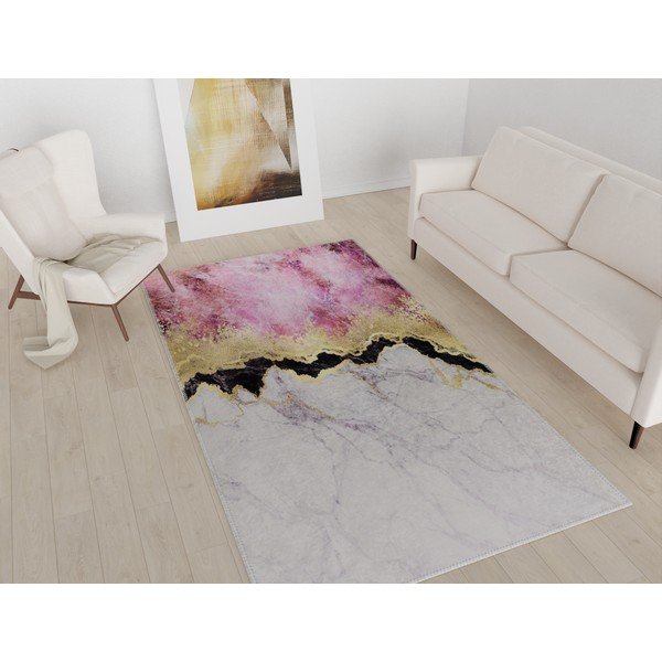 Baltas/rožinis plaunamas kilimas 80x150 cm - Vitaus-image-1