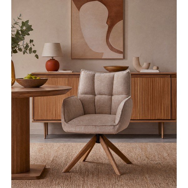 Kreminės spalvos iš audinio valgomojo kėdžių komplektas 2 vnt. Marilla – Unique Furniture-image-1