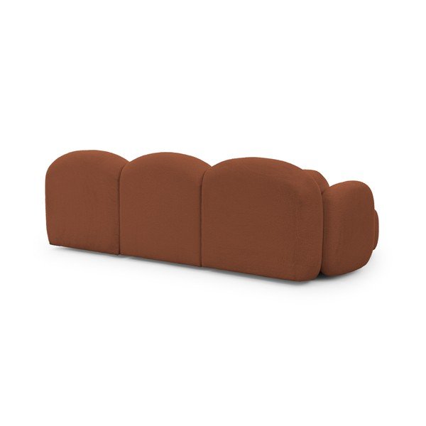 Terakotos spalvos kampinė sofa iš boucle (su kairiuoju kampu/su gultu) Orbit – Ropez-image-3