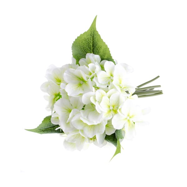 Baltos dirbtinės gėlės hortenzijos stiliumi Dakls