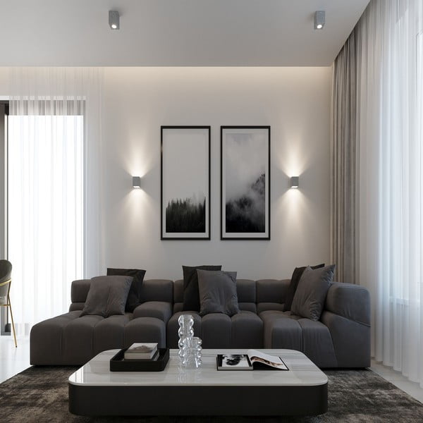 Pilkos spalvos taškinis šviestuvas 10x10 cm Geo – Sollux-image-1