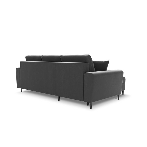 Šviesiai pilkos spalvos iš velveto sulankstoma/su sandėliavimo vieta kampinė sofa Kyoto – Cosmopolitan Design-image-3