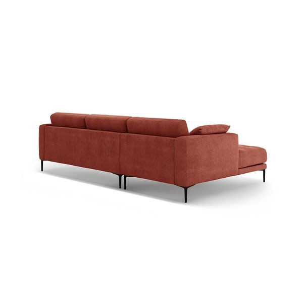 Raudonos plytų spalvos kampinė sofa (su kairiuoju kampu/su gultu) Bemy – Micadoni -image-2