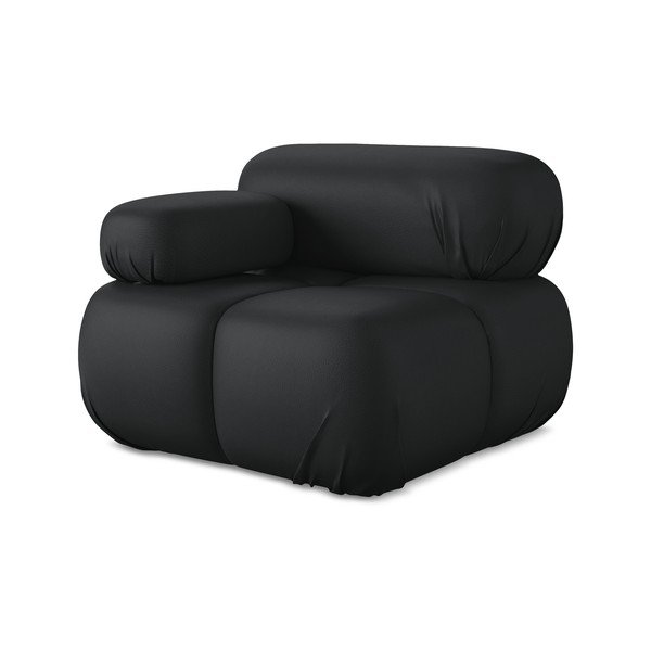 Juodos spalvos iš dirbtinės odos modulinė sofos dalis (su kairiuoju kampu) Lokua – Makamii-image-1