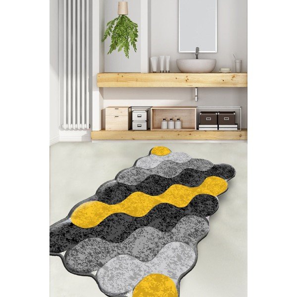 Vonios kilimėlis geltonos spalvos/pilkos spalvos 70x120 cm Circle – Foutastic-image-1