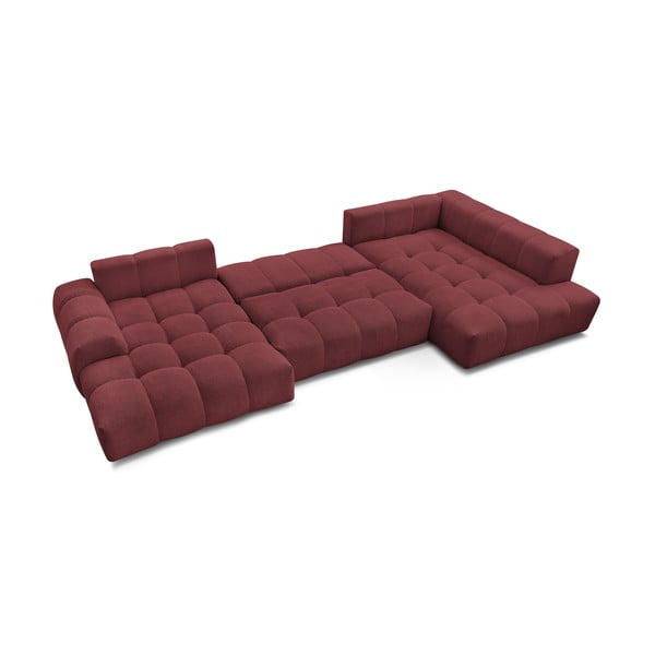Bordo spalvos iš šenilinio audinio sulankstoma/su sandėliavimo vieta kampinė sofa (su dešiniuoju kampu/„U“ formos) Everest – Bobochic Paris-image-4