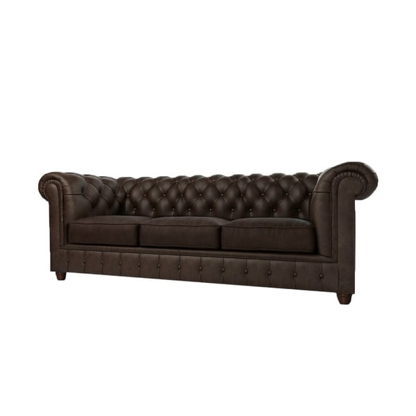 Tamsiai ruda aksomo sofa 230 cm Cambridge - Ropez