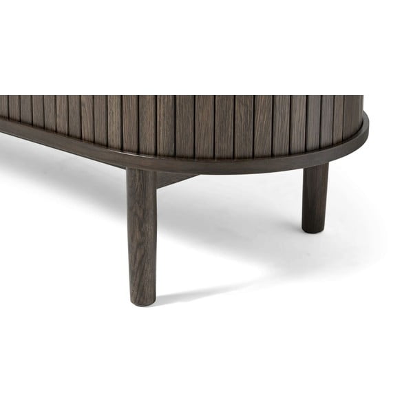 Rudos spalvos šoninė spintelė iš ąžuolo su stumdomomis durimis 140x76x45 cm Meta – Unique Furniture-image-4