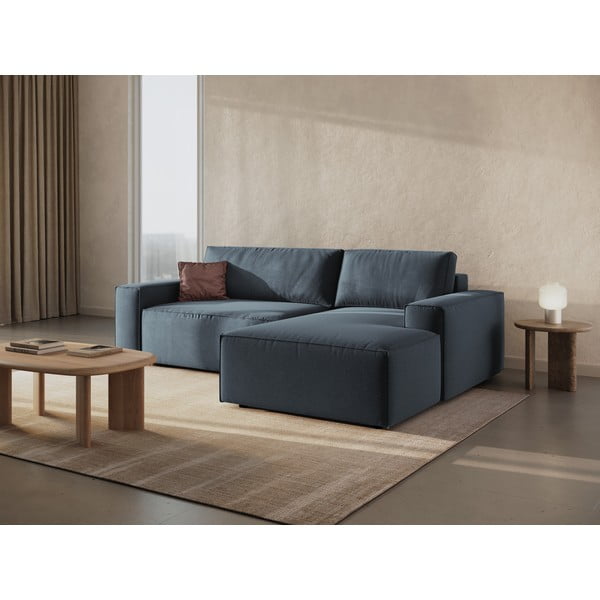 Sulankstoma kampinė sofa mėlynos spalvos (su dešiniuoju kampu) Jodie – Micadoni Home-image-1