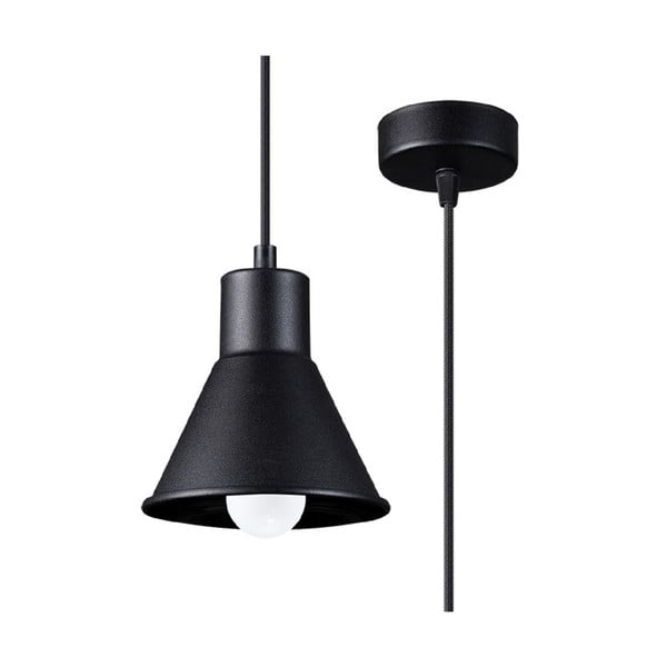Juodas pakabinamas šviestuvas su metaliniu gaubtu 14x14 cm Martina - Nice Lamps