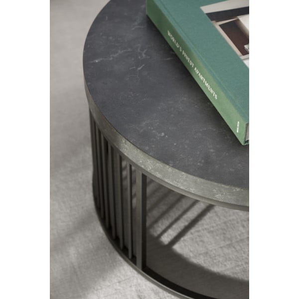 Apvalios formos kavos staliukas juodos spalvos su marmuro dekoro stalviršiu ø 65 cm Strington – Actona-image-3