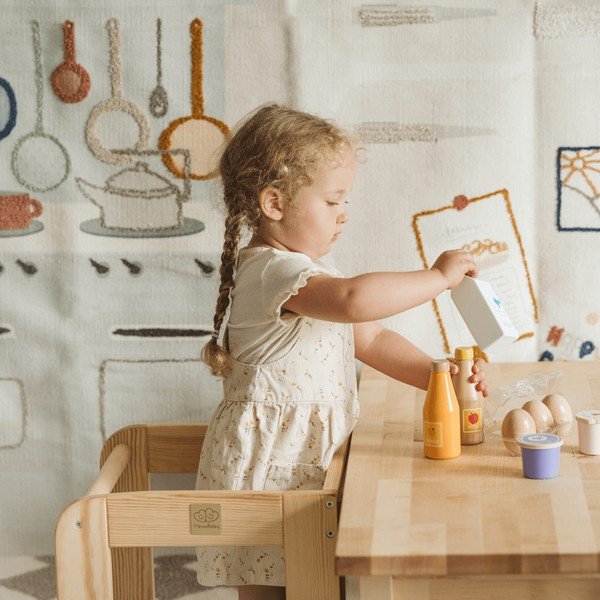 Baltos spalvos/natūralios spalvos iš pušies masyvo mokymosi bokštas Montessori – Meowbaby-image-1