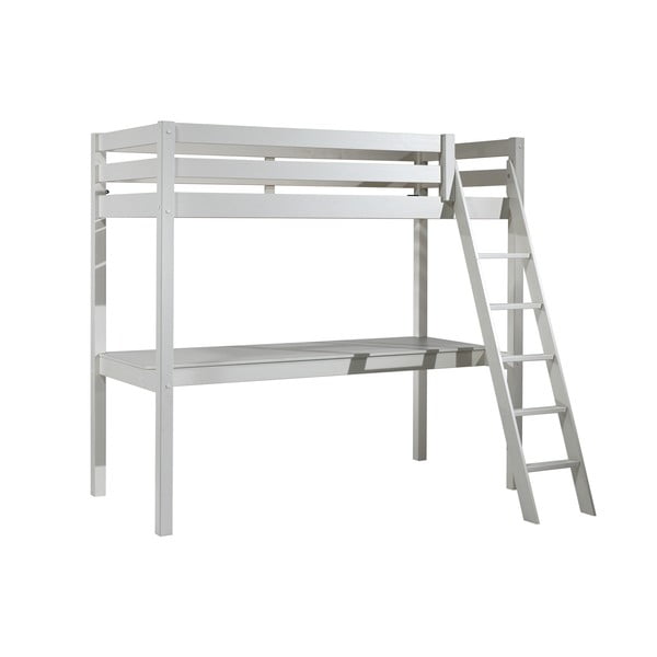 Paaukštinta iš pušies masyvo vaikiška lova baltos spalvos 90x200 cm PINO – Vipack