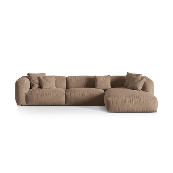 Iš boucle modulinė kampinė sofa šviesiai rudos spalvos (su dešiniuoju kampu) Martina – Micadoni Home