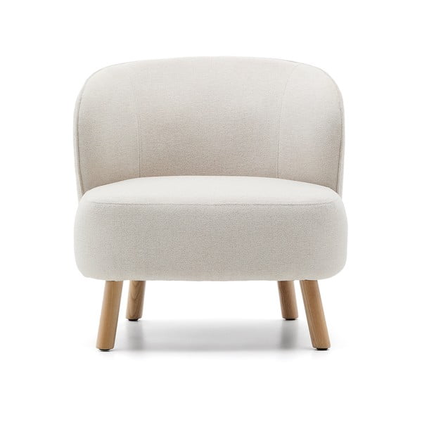 Kreminės spalvos iš šenilinio audinio krėslas Ulit – Kave Home-image-2