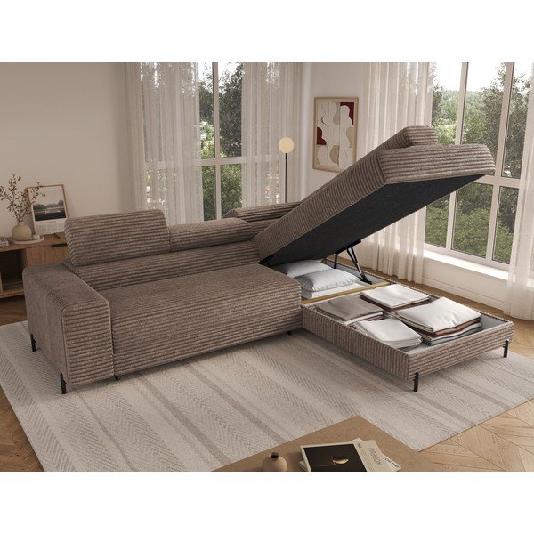Rudos spalvos kampinė sofa iš kordinio velveto (su dešiniuoju kampu/„L“ formos) Colesio – ELTAP-image-3