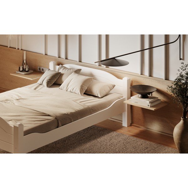 Iš pušies masyvo viengulė lova baltos spalvos 90x200 cm Liva – Olivia Living-image-1