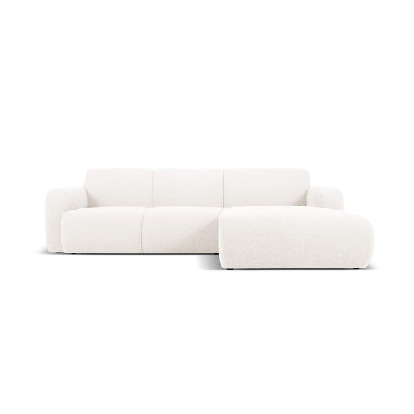 Kampinė sofa baltos spalvos iš boucle (su dešiniuoju kampu) Molino – Micadoni Home
