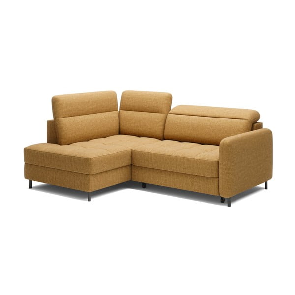 Geltonos spalvos iš velveto sulankstoma/su sandėliavimo vieta kampinė sofa (su kairiuoju kampu/„L“ formos) Barea – ELTAP-image-2
