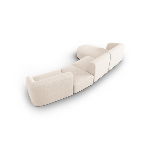 Smėlio spalvos iš šenilinio audinio kampinė sofa (su kairiuoju kampu/su gultu) Paolo – Milo Casa-image-3