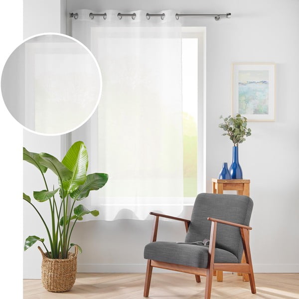 Iš šydo permatoma užuolaida baltos spalvos 140x180 cm Lissea – douceur d'intérieur-image-3