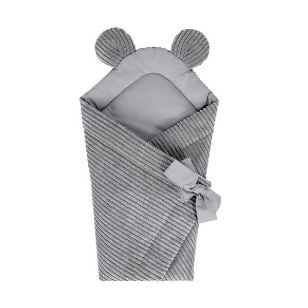 Pilkos spalvos iš kordinio velveto kūdikio vystyklas 35x65 cm – Meowbaby