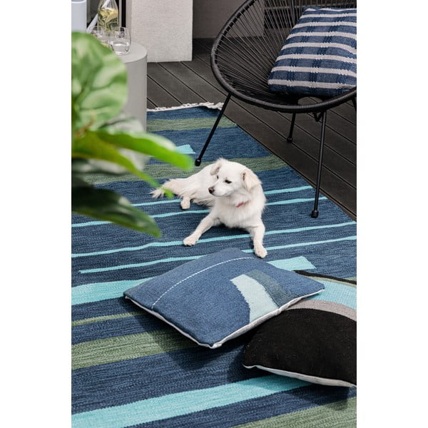 Tamsiai mėlynas dvipusis lauko kilimas iš perdirbto plastiko Green Decore Marlin, 160 x 230 cm-image-2