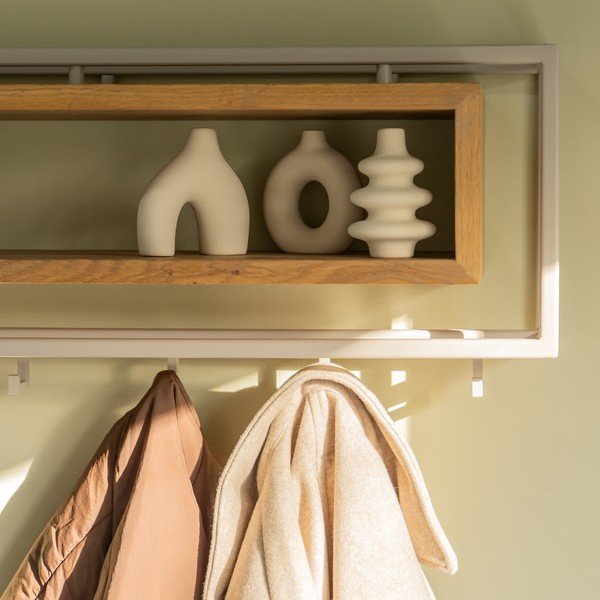 Natūralios spalvos/taupe spalvos iš ąžuolo masyvo sieninė lentyna su lentyna 118 cm School – Spinder Design-image-1