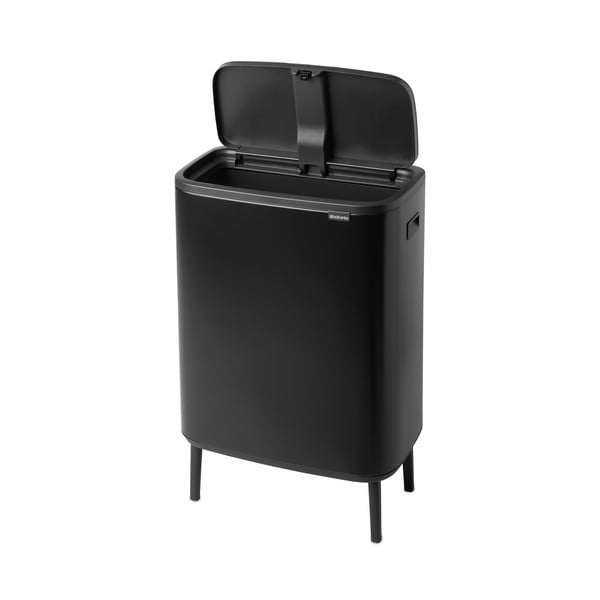 Iš plieno galima atidaryti palietus šiukšliadėžė matinės juodos spalvos 60 l Bo Touch Bin Hi – Brabantia