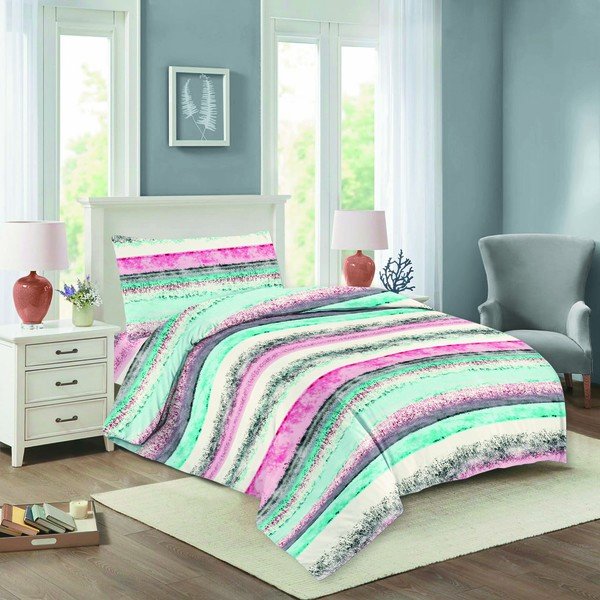 Viengulė patalynė mėtų spalvos/rožinės spalvos iš medvilnės 140x200 cm Nela – Cotton House