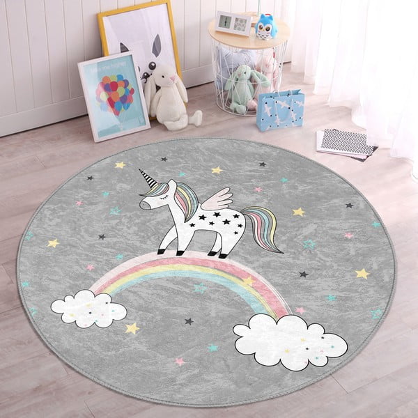 Vaikiškas kilimas pilkos spalvos ø 80 cm Comfort – Mila Home-image-4