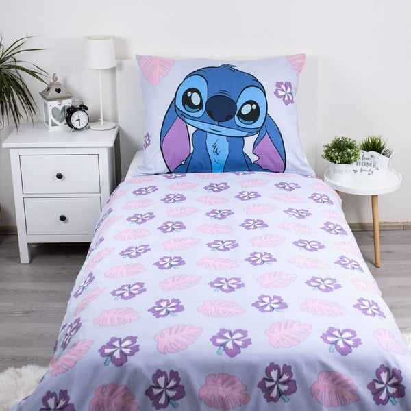 Mėlynos spalvos/violetinės spalvos iš medvilnės viengulė vaikiška patalynė 140x200 cm Lilo and Stitch "Cute" – Jerry Fabrics-image-2