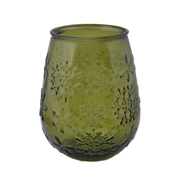Žalios spalvos stiklinė vaza su kalėdiniu motyvu Ego Dekor Copos de Nieve, aukštis 13 cm