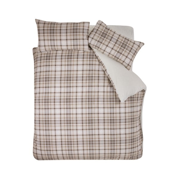 Rudos spalvos iš sherpa vilnos dvigulė/itin ilga patalynė 230x220 cm Cosy Sherpa Check – Catherine Lansfield